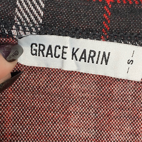 Grace Karin Ruffle Open Career Plaid Blazer Jacket Women’s Size Small - Picture 2 of 6